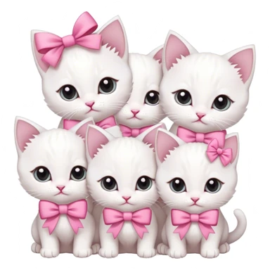 Gatitos blancos con moños rosas  sticker
