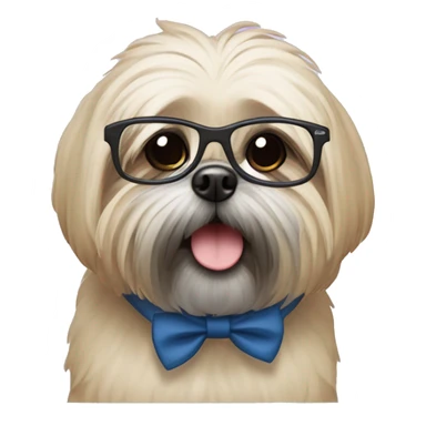 Um cacorro da raça lhasaapso de grvata e oculos sticker
