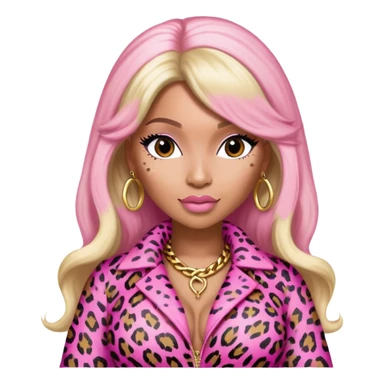 Nicki Minaj wearing a pink leopard print outfit with hair that is half blonde and half pink sticker