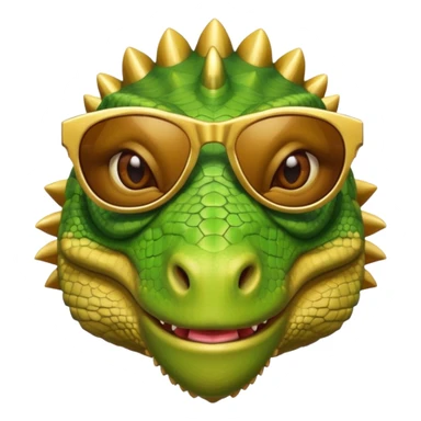 rich capitalist iguana head with golden glossy sunglasses sticker