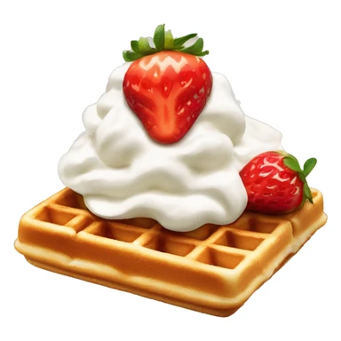 square waffle with whipped cream and strawberries on top sticker
