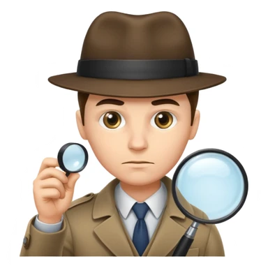 a detective leaning and looking at something with magnifying glass sticker