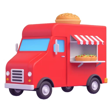 generate me a 3D red truck icecream food truck sticker