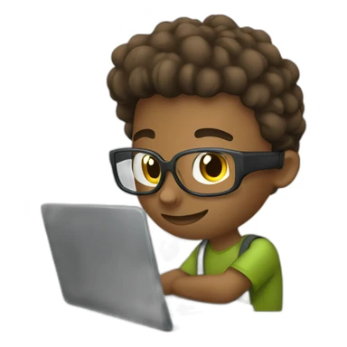 young man with laptop writes code on python sticker