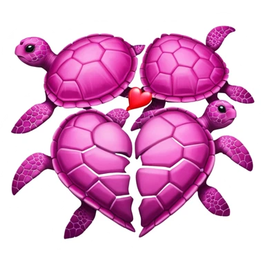 Pink Sea turtles with heart sticker