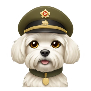 Beige color Maltese wearing a military uniform  sticker