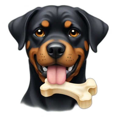 Rottweiler dog with bone in mouth sticker
