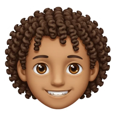 Brown skin boy with curly hair, smiling with braces, have one onyx eye color the other eye is light brown with a slit eyebrow sticker