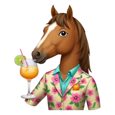  horse with flowered shirt character holding cocktail sticker