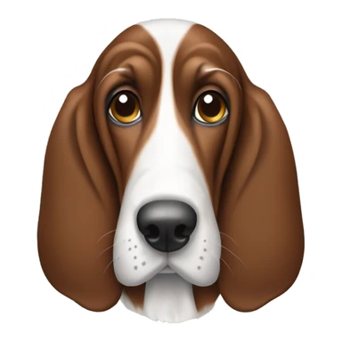 Brown and white basset hound head sticker