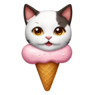 Icecream with fat calico cat sticker