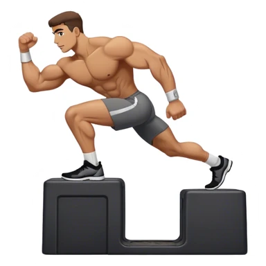 buff man step onto plyo-box side-view sticker