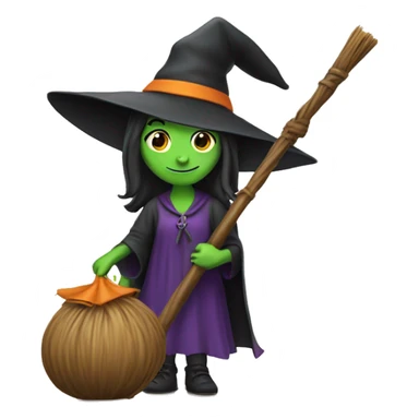 witch, broomstick, and book sticker