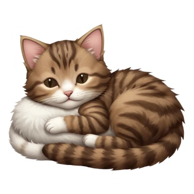 dark brown tabby and white kitten sleeping on its back sticker