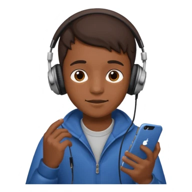 a boy with headphone in his hand sticker