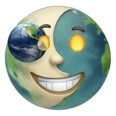 Moon and earth laughing sticker