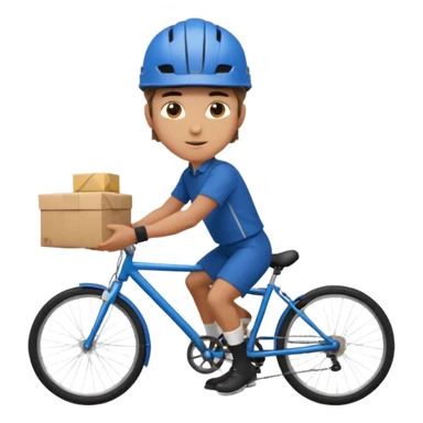 male delivery worker in a  cycling, holding a parcel sticker