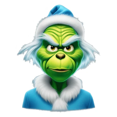 the grinch but blue and stretched sticker