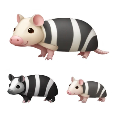 Black and white piebald chubby armadillo pig panda centipede armadillo  sticker