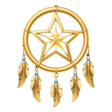 Star-shaped golden bright divine shimmering shiny sparkly glittery glowing glossy dreamcatcher  sticker