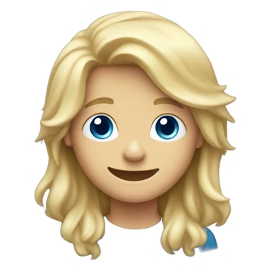 Blonde long haired boy with blue eyes smiling with hair down to his shoulders sticker