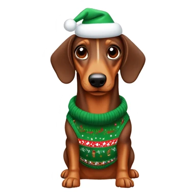 A weiner dog wearing a Christmas sweTdr sticker