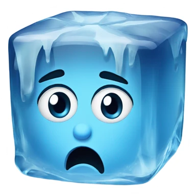 emoji sad crying bawling face frozen in an ice cube sticker