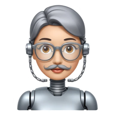 robotic woman with glasses mustache  sticker