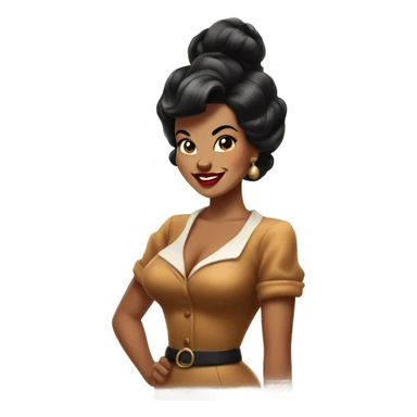 pin-up brown woman with black hair victory rolls style sticker