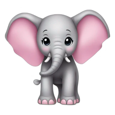 elephant baby pink bow standing sticker