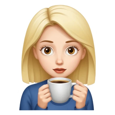 Woman drinking coffee and The edges of the eyes are wide open in the morning sticker