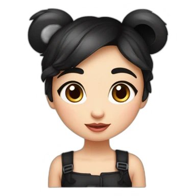  uma menina morena com cabelo cacheado com cachos fechados cor preto com as contas do cabelo loiro Entre na emoção apaixonada  adicionais capuz de urso panda e olho de coração vermelho sticker