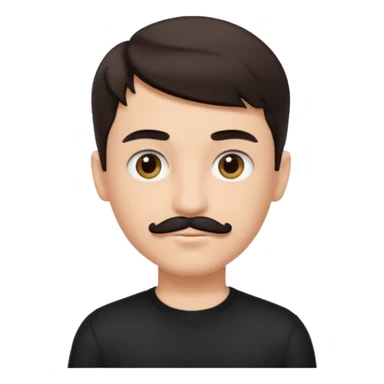 Brunette boy with short hair and black mustache wearing black clothes sticker
