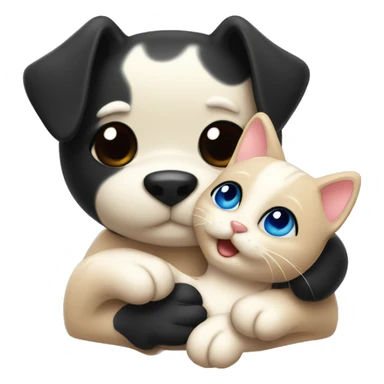Black Cat hugs dog ￼ sticker