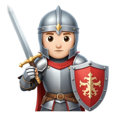 Brave knight on a quest with shield and sword sticker