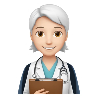 smiling doctor holding clipboard sticker