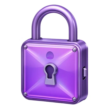 Holographic and glassmorphic purple lock sticker