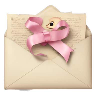 vintage love letters in envelope tied with a baby pink ribbon  sticker