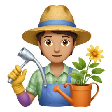 gardener holding watering pot sticker
