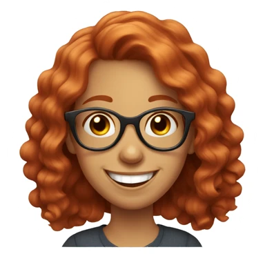Wavy haired red head girl with round glasses laughing sticker