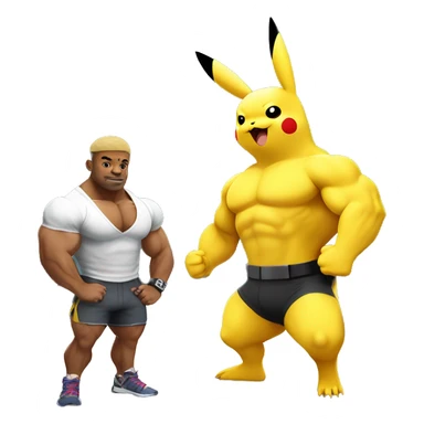 Pikachu and his bodybuilder friend in gym  sticker