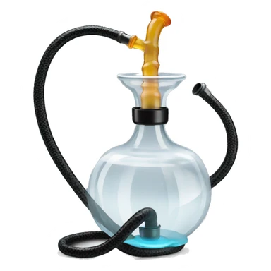 clear glass hookah with black hose sticker