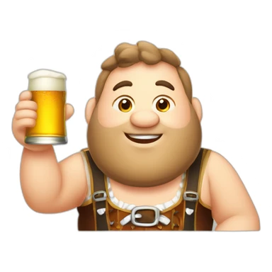 fat guy drinking beer at oktoberfest lederhosen 150 sticker