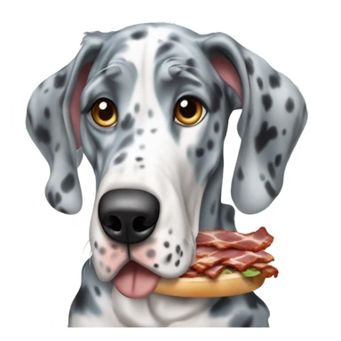 Blue Merle Great Dane eating bacon sticker