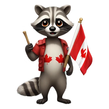 raccoon holding canada flag sticker