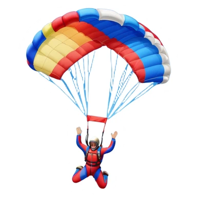 A skydiver free-falling through the clear sky, with a brightly colored parachute just about to open. The scene captures the thrill of the sport, with the vast expanse of the sky and distant ground below, emphasizing the excitement and adrenaline of parachuting sticker