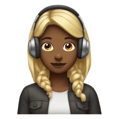 girl with headphones on her head while holding them sticker