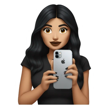 Kylie Jenner Holding a iPhone 15 pro in her hands in black sticker