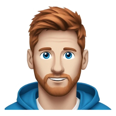 messi with a blue goat, blue eyes, puma hoodie, reddish hair sticker