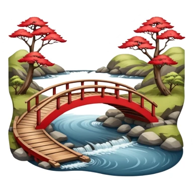 red Japanese wooden bridge sticker